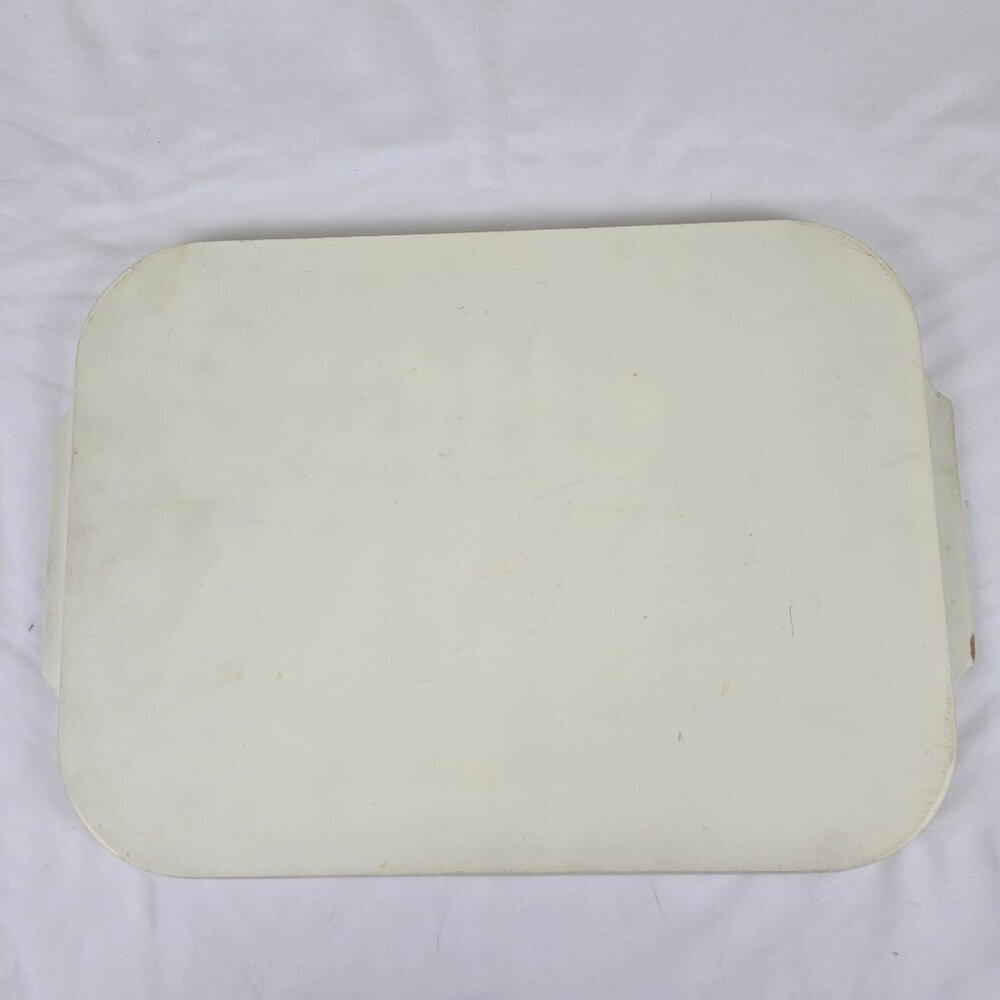 Lightweight Rectangular Tray with Rose Pattern Integrated Handles Distressed - Picture 7 of 8
